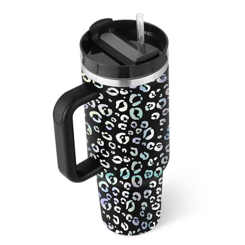 40 Oz Tumbler With Handle Straw Insulated, Stainless Steel Spill Proof Vacuum Coffee Cup Tumbler