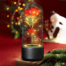 2 In 1 Rose Flowers LED Light Bluetooth-compatible Speaker Luminous Night Ornament Glass Cover Light