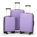 V-Striped 3-in-1, PP Trolley Case, 20in 24in 28in, Fashionable Colour - Taro Purple
