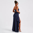 Strapless Split Long Dress Summer Fashion Pleated Bridesmaid Dress