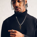 Stainless steel Cuban chain cross pendant necklace