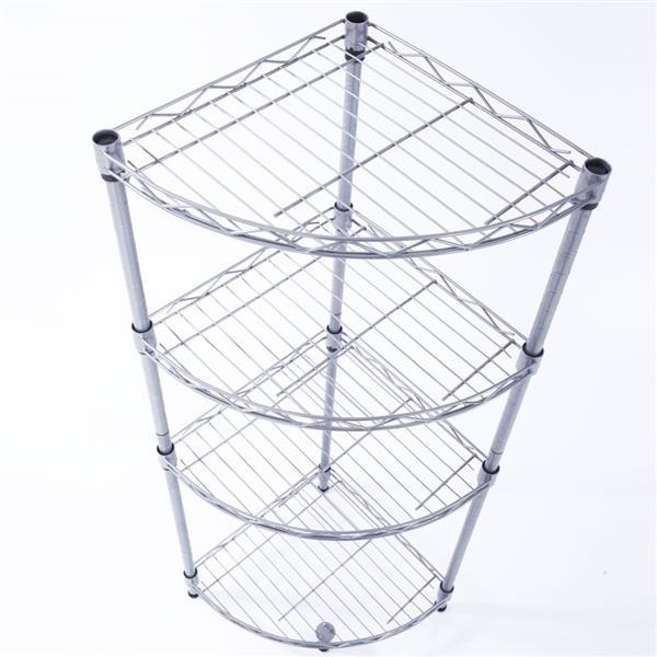 Bathroom Carbon Steel Fan-shaped 4-layer Corner shelf - Silver Gray