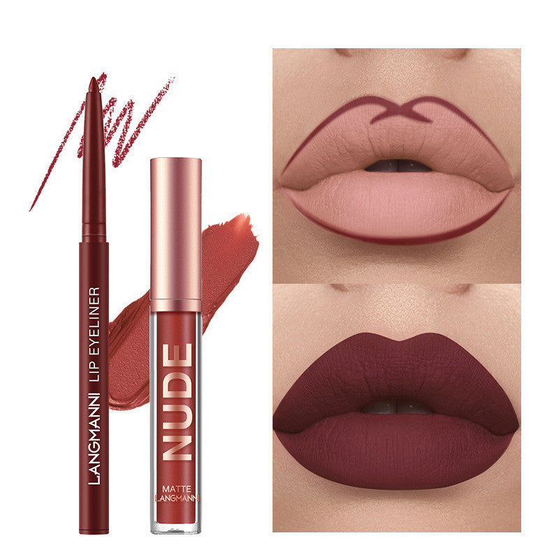 12 Pcs Set 6 Matte Lipstick 6 Lip Liner Pens Waterproof Long Lasting Matte Lipstick