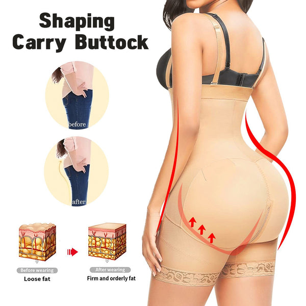 Adjustable seamless high waist body slimming crotch zipper waist lift pants Waist Shape-up jumpsuit