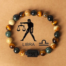 Fashionable natural stone beaded bracelets of the 12 zodiac signs, tiger's eye stone crystal bracelets and banges