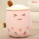 Cute Fruit Drink Plush Stuffed Soft Strawberry Milk Tea Plush Boba Tea Cup Toy Bubble Tea Pillow Cushion