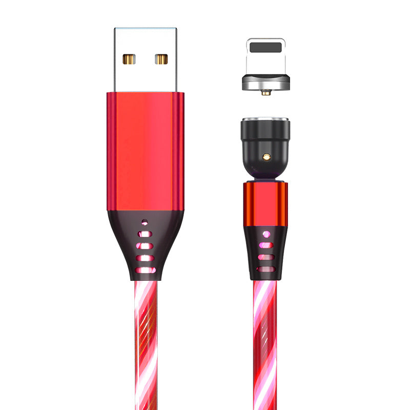 540 Rotate Luminous Magnetic 3A Fast Charging Mobile Phone Cable For LED Micro USB Type C