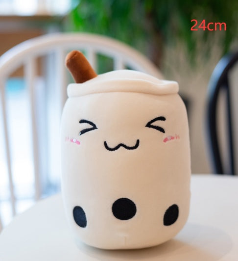 Cute Fruit Drink Plush Stuffed Soft Strawberry Milk Tea Plush Boba Tea Cup Toy Bubble Tea Pillow Cushion