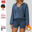 Women's Large hooded large V-neck, loose and comfortable outerwear, outdoor running jacket