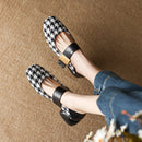 33-43 plaid Mary Jane shoes, round-toe low-heeled single shoes for women
