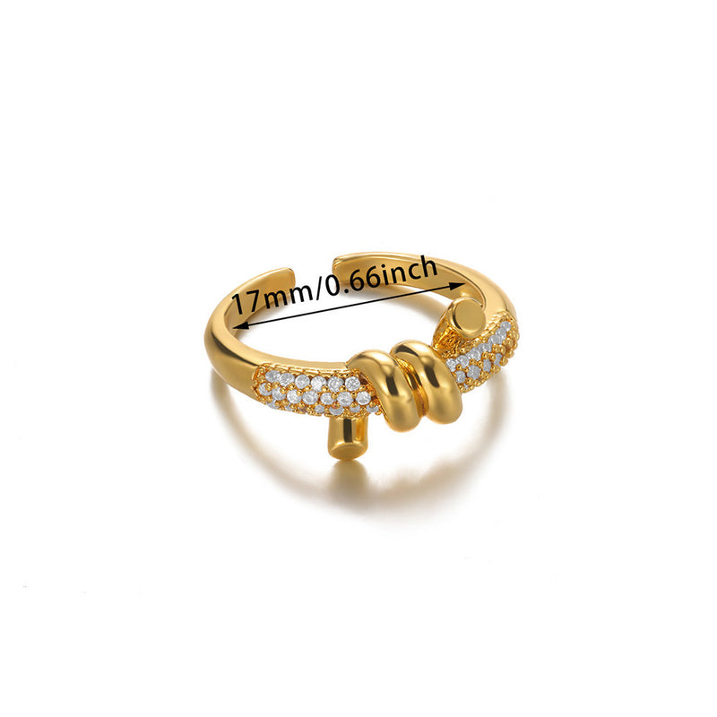 Light luxury, niche design, high-end micro-set zircon opening ring, heart-shaped devil's eye index finger ring, versatile jewelry