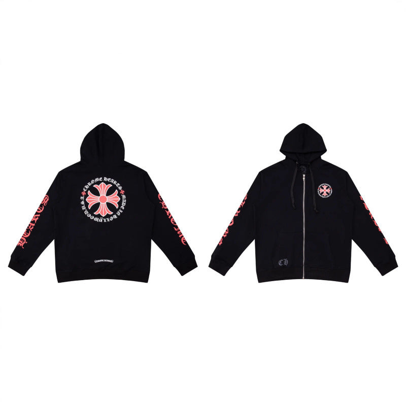 Correct version 24ss fashion brand pure cotton loop men's and women's zipper hoodie
