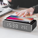 LED Electric Alarm Clock With Wireless Charger Desktop Digital Despertador Thermometer