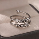 Hot-selling stainless steel 18K gold multi-layer opening adjustable and stress-relieving rotating bead anxiety ring
