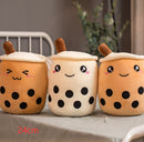 Cute Fruit Drink Plush Stuffed Soft Strawberry Milk Tea Plush Boba Tea Cup Toy Bubble Tea Pillow Cushion