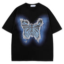 YPRS men's fashion brand design butterfly denim sticker decoration couple student short sleeve T-shirt women