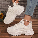 Europe station daddy shoes female Spring and autumn new thick bottom net surface all white shoes leisure breathable ide heighting sports shoes