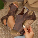 Women's Large-sized wedge heel sandals, thick-soled fish-mouth Roman sandals