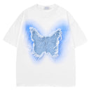 YPRS men's fashion brand design butterfly denim sticker decoration couple student short sleeve T-shirt women