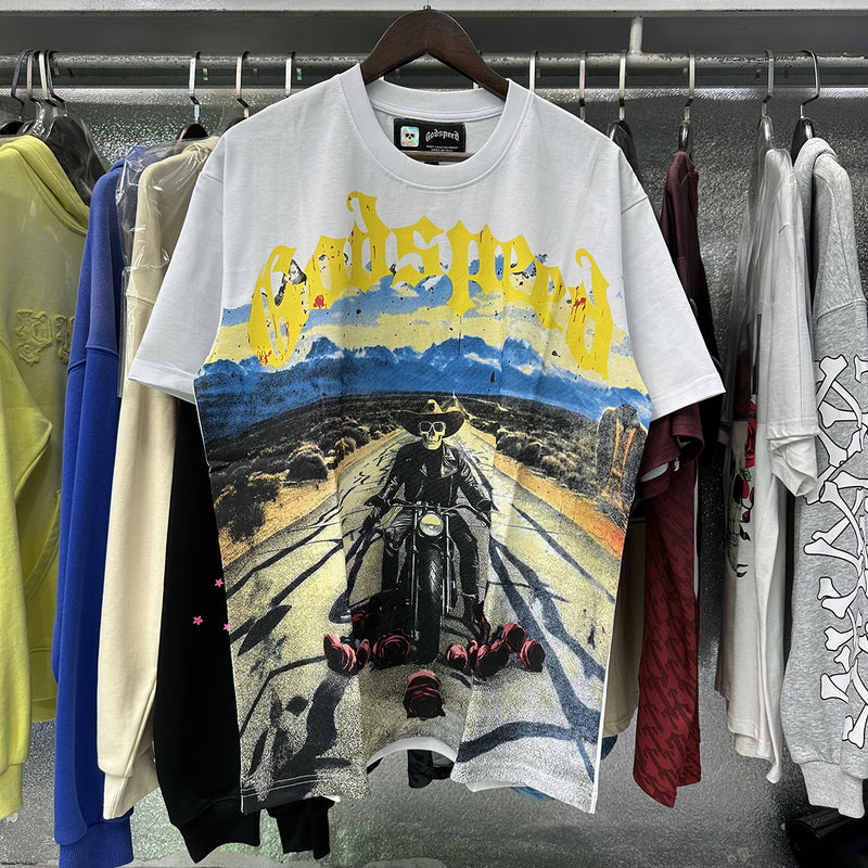 Men and Women American trend skull rock band basketball casual loose short-sleeved T-shirt