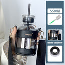 Double Lid Time Scale Tumbler Office Large Capacity Straw Cup High Appearance Level Water Cup