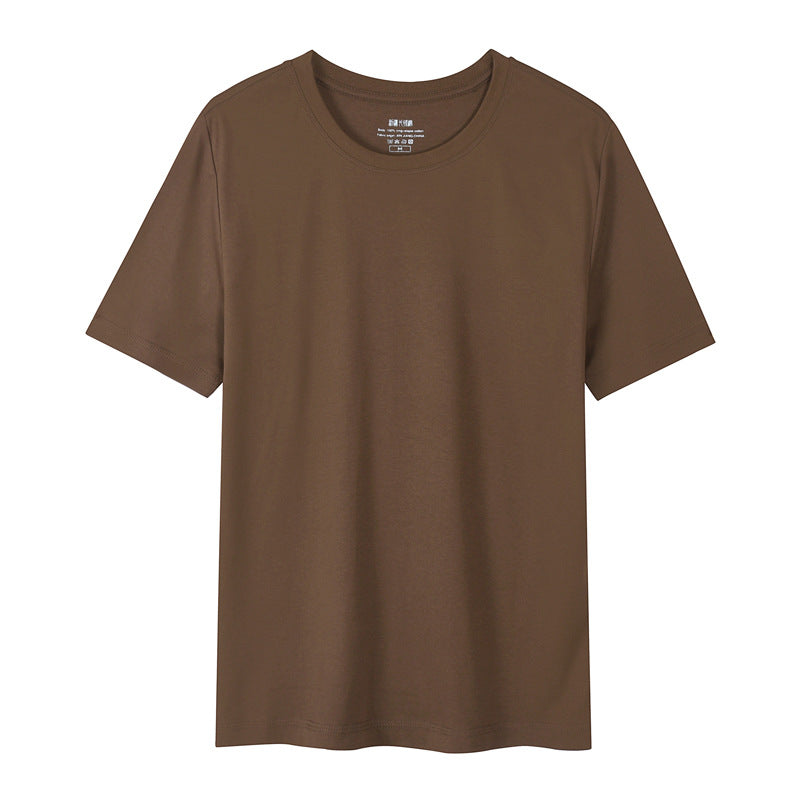 Light luxury 50 cool Xinjiang long cashmere pure cotton pima three needles ice silk all white T horse cotton men's short sleeve T-shirt
