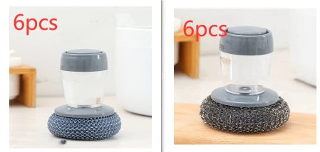 Kitchen Soap Dispensing Palm Brush Cleaner Push-type Brush Detergent Tools