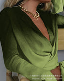 Green gradient lace-up top