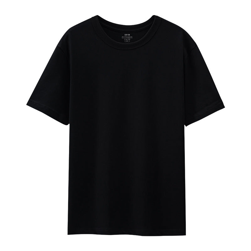 Light luxury 50 cool Xinjiang long cashmere pure cotton pima three needles ice silk all white T horse cotton men's short sleeve T-shirt