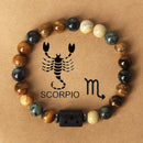 Fashionable natural stone beaded bracelets of the 12 zodiac signs, tiger's eye stone crystal bracelets and banges