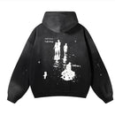 American streetwear patterned digital printed hooded sweatshirt for men