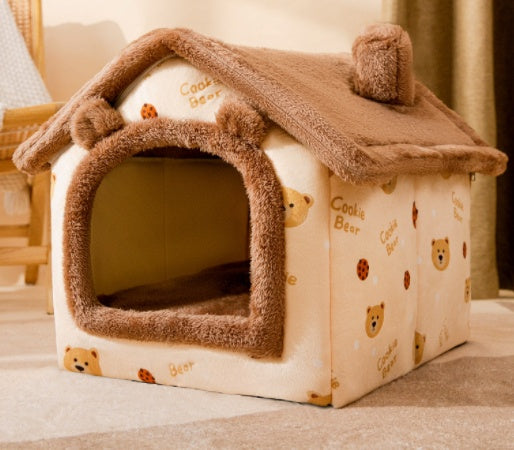 Foldable Dog Cat Pet Bed House Villa Sleep Kennel Removable Nest Warm Encloser