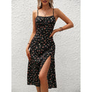 New Polka Dot Print Suspender Dress Summer Sexy Split Long Dresses For Women's Clothing
