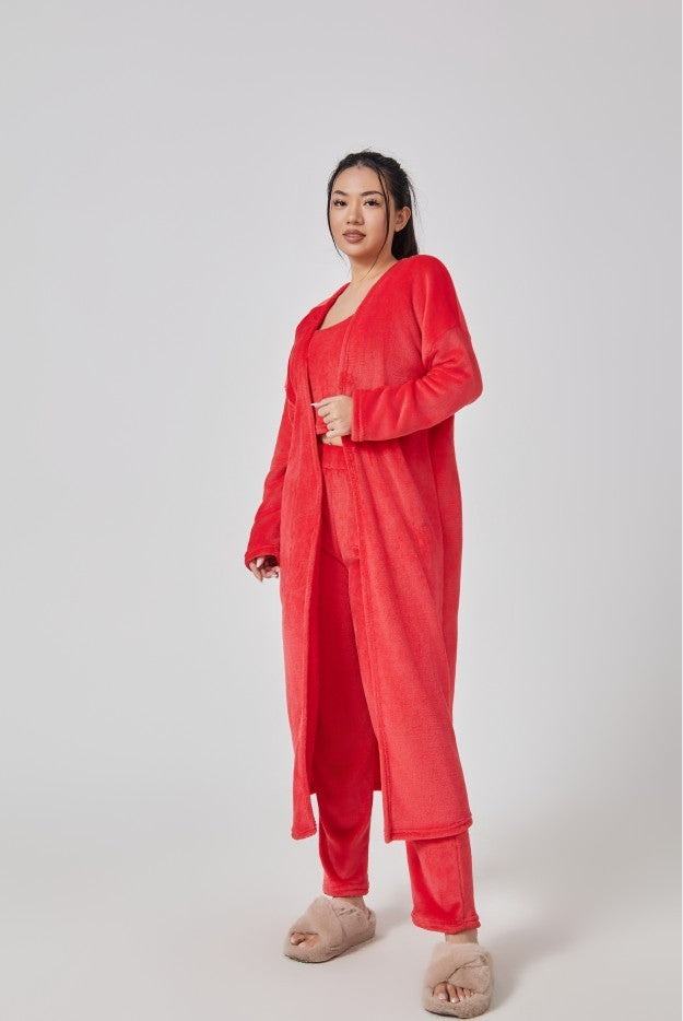 Cozy Pajama Set, 3 Piece Lounge Set, Cute Loungewear, Warm Suit, Matching Lounge Set, Women Winter Dress