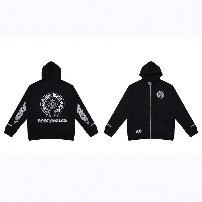 Correct version 24ss fashion brand pure cotton loop men's and women's zipper hoodie