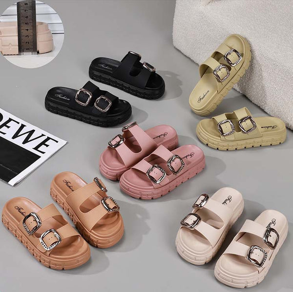 Summer thick-soled ss, women's outerwear, new -style fashionable buttoned flat sandals