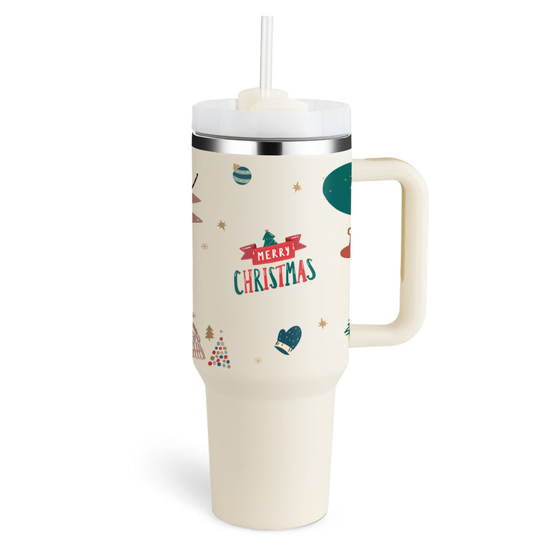 40 Oz Tumbler With Handle Straw Insulated, Stainless Steel Spill Proof Vacuum Coffee Cup Tumbler