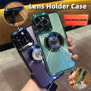 Electroplated Phone Luxury Case CD Pattern Magsafe Bracket Case For 12 13 14 Pro Max Invisible Camera Stand Holder Lens Holder Magnetic Suction