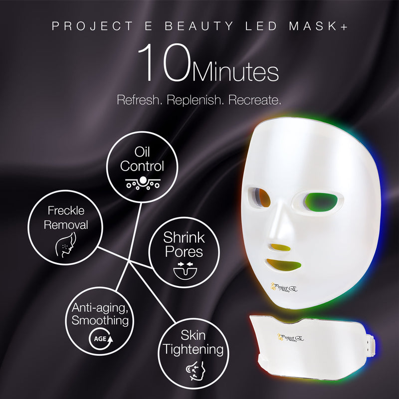 Project E Beauty Wireless 7 Color LED Mask Neck Photon Light Skin Reju