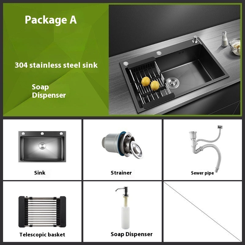 Manual Thickened Sink Kitchen Nano 304 Stainless Steel Sink