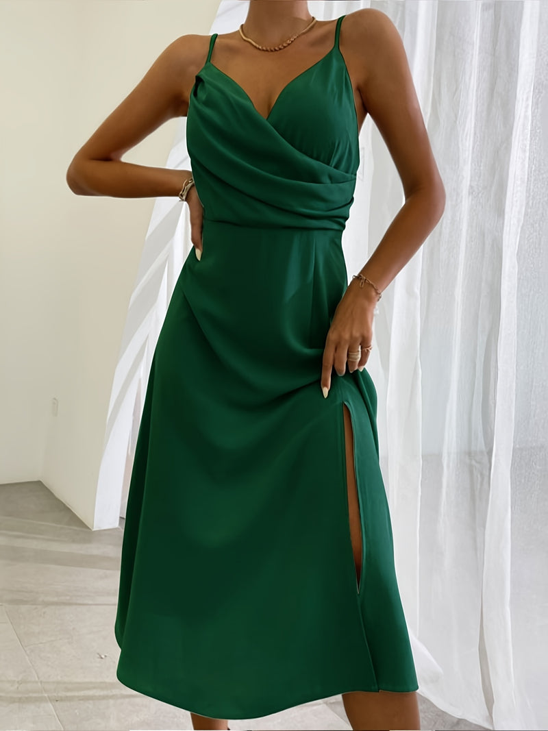 V-neck Slit Sling Dress Summer Fashion Sexy Slim Suspender Dresses For Women