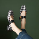 33-43 plaid Mary Jane shoes, round-toe low-heeled single shoes for women