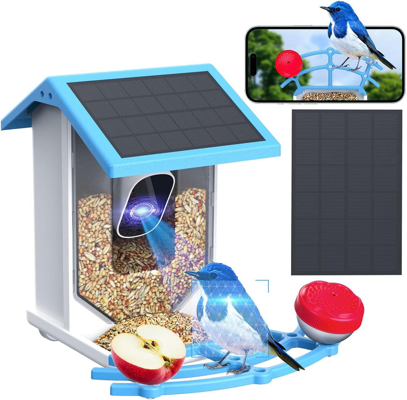 Smart Bird Feeder With Camera, Solar-Powered, Motion Detection WiFi 4MP Live Camera, AI Identify Bird Species