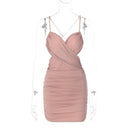 Women's autumn new fashion sexy bare back pleats with strapless strap dress