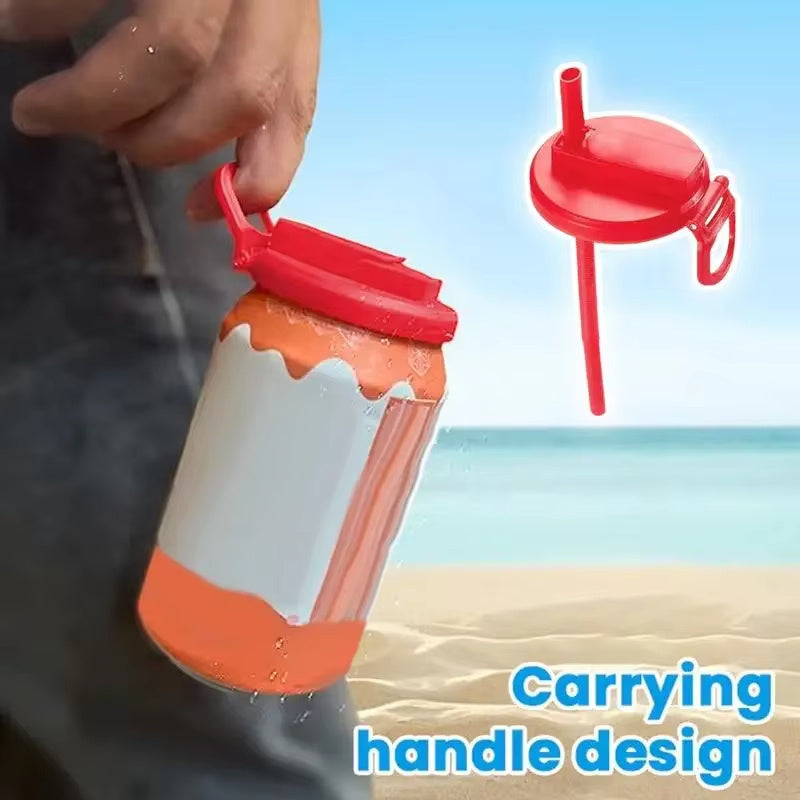 Soda Cola Can Lid with Straw Reusable Can Stopper For Soda Beer Drinks Juice Fits Standard Coke Can