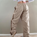 Summer European and American Spice Girls street side stitching matching color low waist straight tube casual woven pants