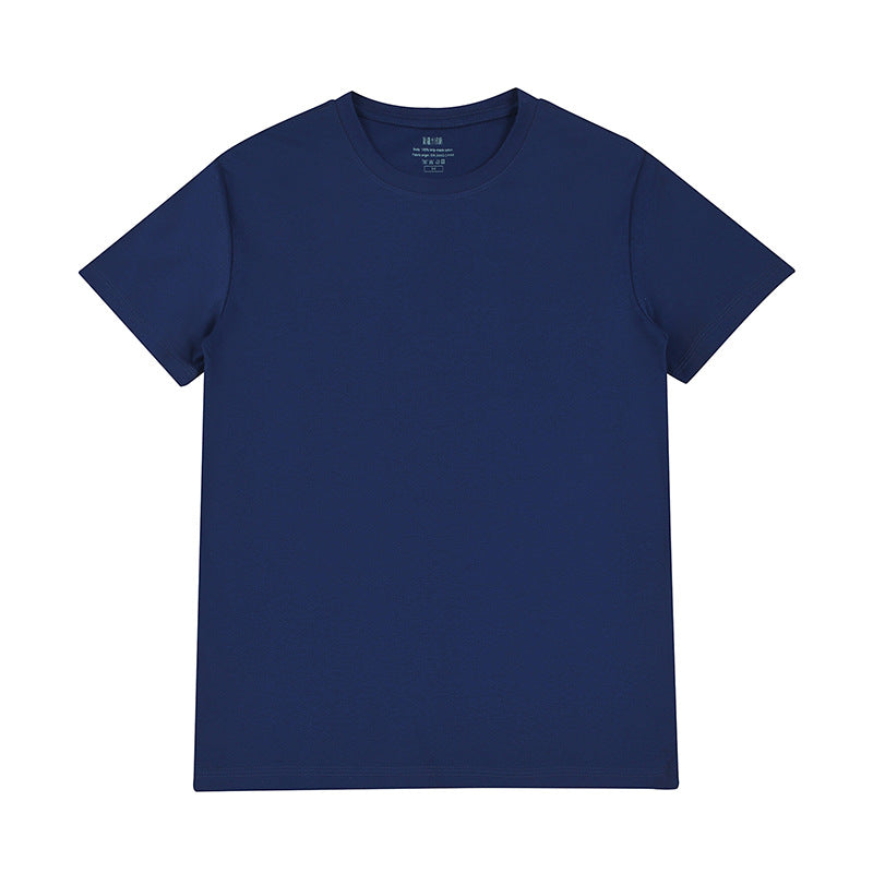 Light luxury 50 cool Xinjiang long cashmere pure cotton pima three needles ice silk all white T horse cotton men's short sleeve T-shirt