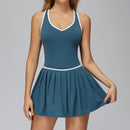 Women's Two anti-glare dresses, outdoor running, fitness and tennis dresses