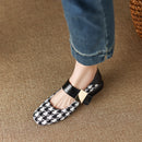 33-43 plaid Mary Jane shoes, round-toe low-heeled single shoes for women
