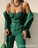 Women's sexy halter slim pantsuit